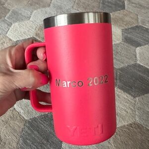 YETI Rambler Laser Engraved Authentic - Marco Island 24oz Rambler Mug Coral/Pink